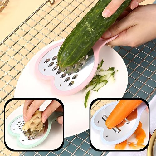 Grater - 4 in 1 Heart Shape Grater Slicer for Easy Food Prep Perfect for Fruits Vegetables Cheese with Durable Stainless Steel Blades and Non-Slip Base