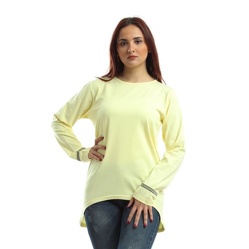 Plain T-shirt Embroidered From Sleeves -... - (999)