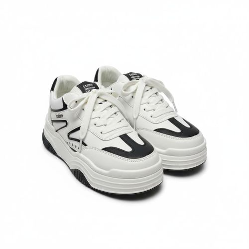 Women’s Sport Sneakers – Comfortable Chunky Sole Casual Shoes for Daily Wear & Walking - Black,White