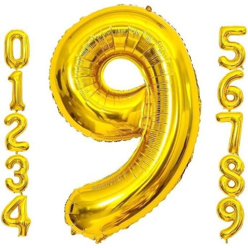 Gold Number Balloons 32 Inch Large Size Digital Balloons for Birthday Celebration Wedding Anniversary, Graduation, Baby Shower Decoration (Gold, Number 9)