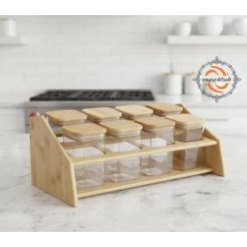 Glass Spice Jar Set With Bamboo Lids AH-258-612