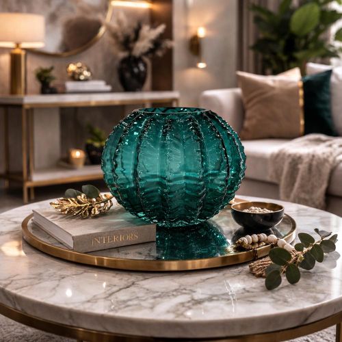 Modern Decorative Flower Vase - Turquoise Color - Size 20cm - Luxury Decor Piece for Office and Home