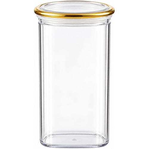 Clear Acrylic Spice and Legume Organizer with Gold Lid - Kitchen storage container for organizing spices, herbs, and dry ingredients, 900 ml capacity