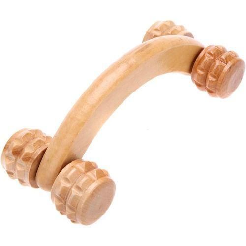 Handheld Wooden Massager, 4 Wheel Wooden Massage Roller, Handheld Body Neck Shoulder Muscle Massager, Wooden Massage Tool, Manual Massage Tool for Men and Women