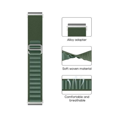 20mm Stretch Nylon Metal Alpine Loop Woven Strap For Samsung Galaxy Watch 3 41mm - With Titanium G Hook Olive Green