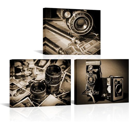 Saypeacher Vintage Camera Canvas Wall Art Old Fahsioned Camera Photo Picture Photography Them Room Decor