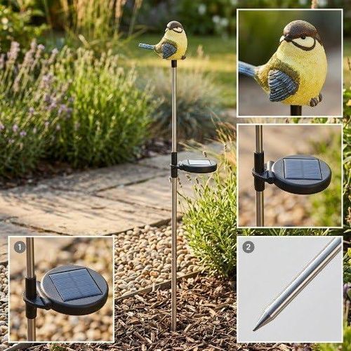 Solar Garden Bird Statue, Outdoor Decoration Bird Figurine, Solar Powered Decorative Lighting for Pathways, Fences, Balconies, Gardens, Elegant Design Outdoor