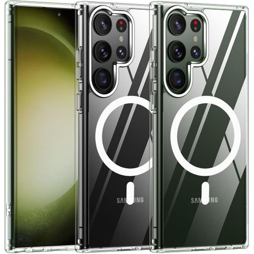 TIANNIUKE Magnetic Case for Samsung Galaxy S23 Ultra, Transparent and Yellow Resistant, Slim Fit, Shockproof and Military Grade Protection