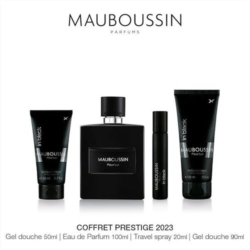 مجموعة ماوبوسان SET POUR LUI IN BLACK PRESTIGE 100 مل عطر + 90 مل جل استحمام + 50 مل جل استحمام + 20 مل عطر