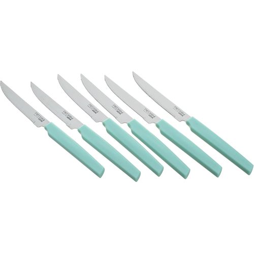 04GD274 Stainless Steel Kitchen Knives 6-Pieces Set, Silver/Mint