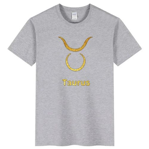 light grey cotton t-shirt Taurus Zodiac gold