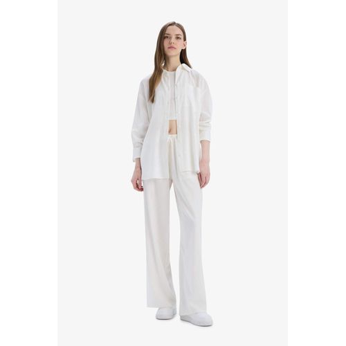 Wide Leg Linen Blend Trousers
