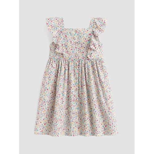 Square Neck Printed Girl's Poplin Dress