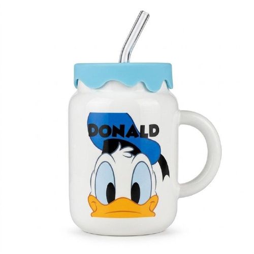Donald Cartoon Style Cup with Lid, Straw & Side Handle – Stylish Reusable Drinking Mug for Home, Office & Daily Use – Fun Gift for Cartoon Lovers