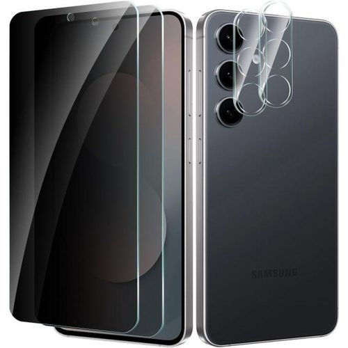 2+2 Pack for Samsung Galaxy S25 FE Privacy Screen Protector with Camera Lens Protector, Anti Spy Tempered Glass Protection Film 9H Hardness, Scratch Resistant, Case Friendly