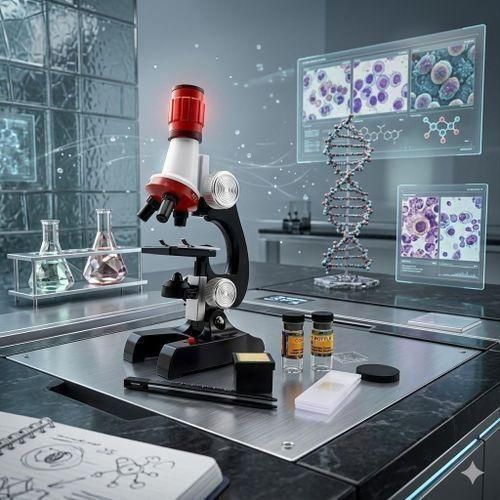 Educational Beginner Compound Microscope Kit for Kids - Science STEM Exploration Toy with Slides, Specimen Bottles, and Tools for Biological Observation and Early Science Learning