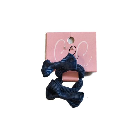 Set of 2 Dark Blue Hair tie with Ribbon Bows