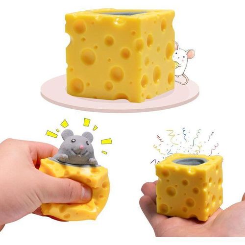 Squishy Cheese Toy Squeeze Cheese Rat Stress Ball Squishy Fidgets Mice in Cheese Toy Anxiety Relief Sensory Toy Squish Mouse Toys