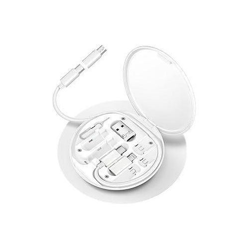 QSHOP Multifunctional USB Data Cable 60W Fast Charging Mini Storage Box for Digital Electronic Gadgets Card Removal Pins Set (White)