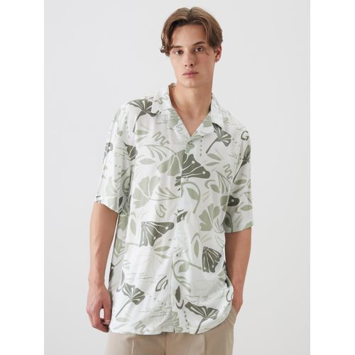 Loose Fit Short Sleeve Patterned Viscose Men's Shirt