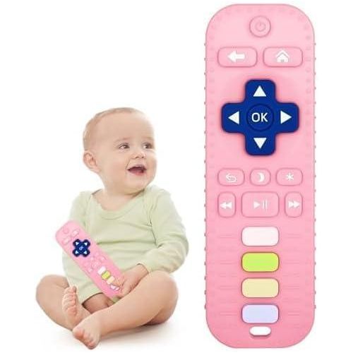 Remote Control Shaped Teether for 6–12 Month Babies – Promotes Biting Skill Development, Colour & Shape Recognition * Safe Teething Toy for Infants & Toddlers (Pink)