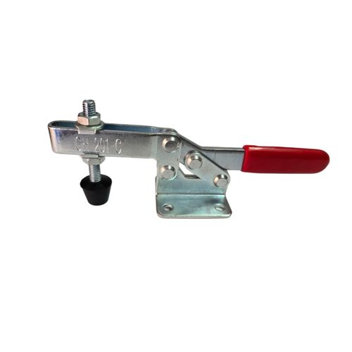 GH-201-C Horizontal Toggle Clamp, 100kg Holding Capacity, 80° Bar Opening, with Spindle and Flanged Washers