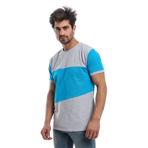 Men T.Shirt Round Neck - GREY & LIGHT BL... - (35)