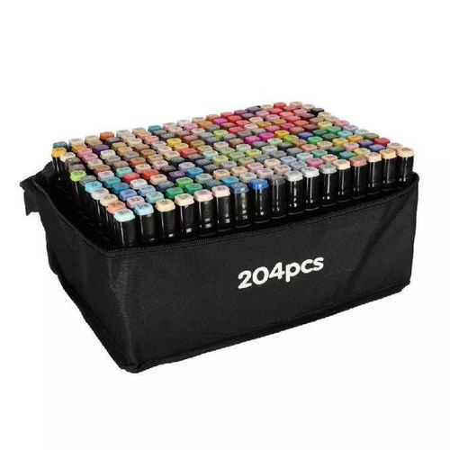 Touch Set Of 204 Markers 2 Thin And Thick Ends With Storage Bag And Plastic Stand Multi-colored