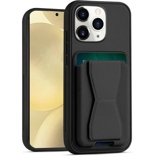 Leather Wallet Case Compatible with iPhone 12iPhone 12 Pro 61-inch Leather Back Cover With TPU Frame Shockproof Protective Phone Case with Card Holder Stand Black