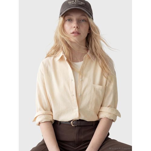 Striped Oversize Linen Blend Women's Shirt