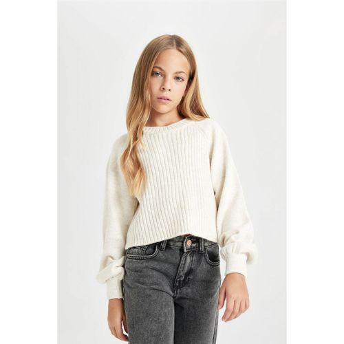 Girl Standard Fit Crew Neck Pullover - Ecru