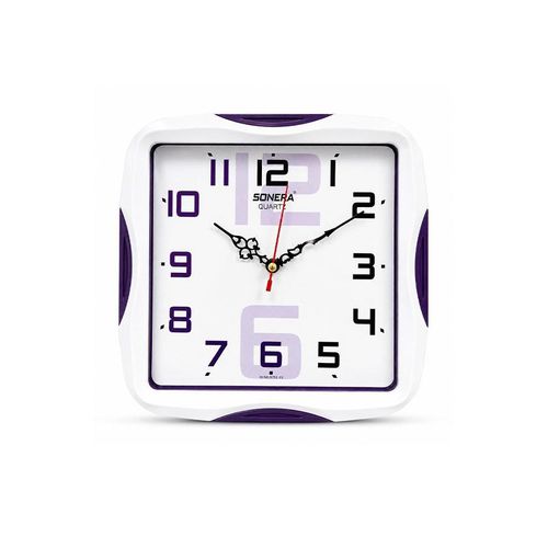 Analog Rectangular Wall Clock - Purple Color - 9751