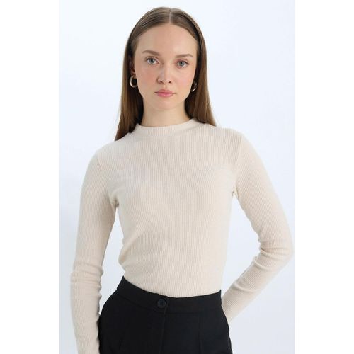 Woman C Neck Regular Fit Long Sleeve Tunic - Ecru