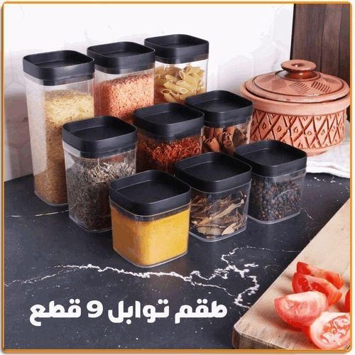 9 x 1 Set Square Acrylic Durable Grain Storage Case Transparent Storage Box
