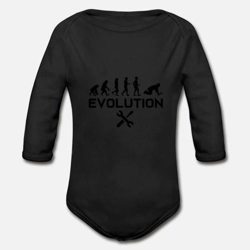 Construction Worker Shirt Excavator Evolution Organic Long Sleeve Baby Bodysuit