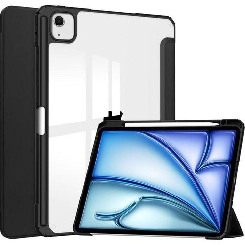 Hybrid Case Compatible With IPad Air 13 Inch (M2) 2024 Case, Smart Slim Folio Stand Auto Sleep/Wake Cover, With Pencil Slot, Clear Transparent Back Shell For IPad Air 13 Inch Black