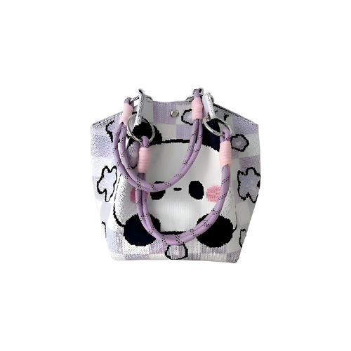 Bow Knit Bag Stylish Womens Versatile Knit Bucket Handbag with Wrist Strap Perfect for Shopping and Casual Outings Cute and Lightweight Design Color Model 9