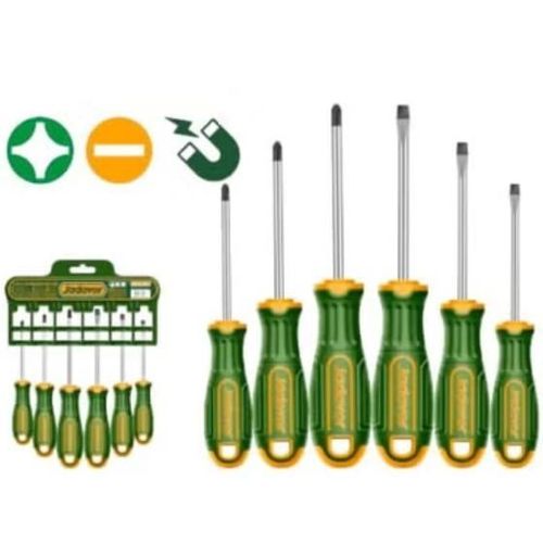 6-piece screwdriver set, 2-color rubber handle, regular and cross