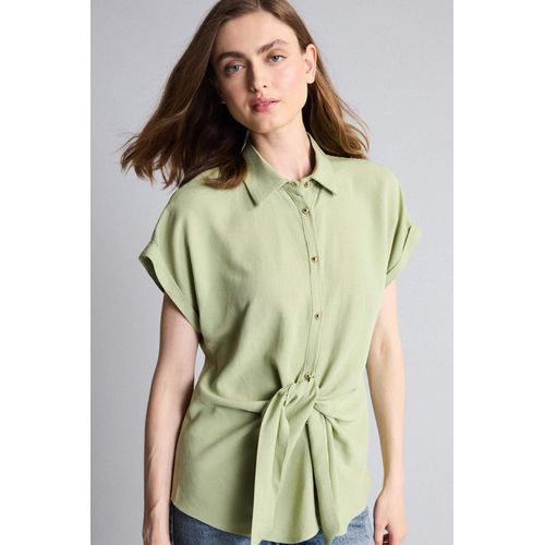 Regular Fit Shirt Collar Linen Blended Short Sleeve Shirt