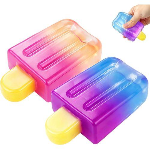 2 Pcs Ice Cream Popsicle Squishy Toy Set – Approx. 10 cm Height – Stress Relief Sensory Fidget Squeeze Toys – Vibrant Gradient Colors – Soft Durable TPR Rubber – Safe Non-Toxic Materials – Perfect Birthday Gift for Kids, Teens & Adults