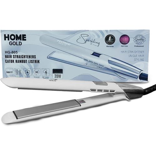 HG-805 Professional Hair Straightener 35W with LCD Display – Ceramic Tourmaline Plates, 2 Steam Settings, 6 Temperature Levels up to 980°F, 2.5M 360° Swivel Cord, Ionic Anti-Frizz Flat Iron for All Hair Types