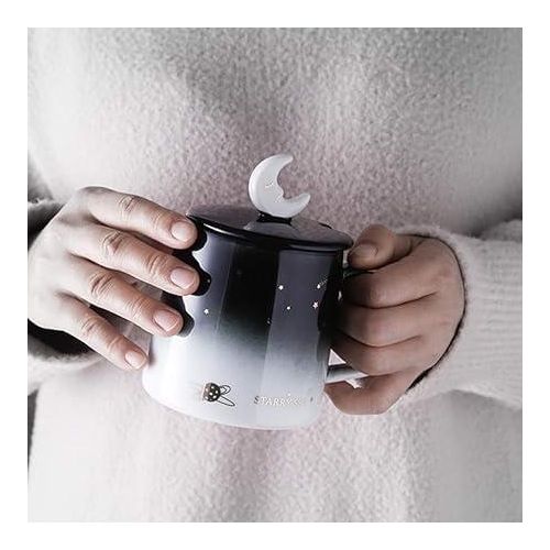 Thermal Porcelain Mug with Lid and Spoon 350ml Coffee Tea Mug Gift By Am