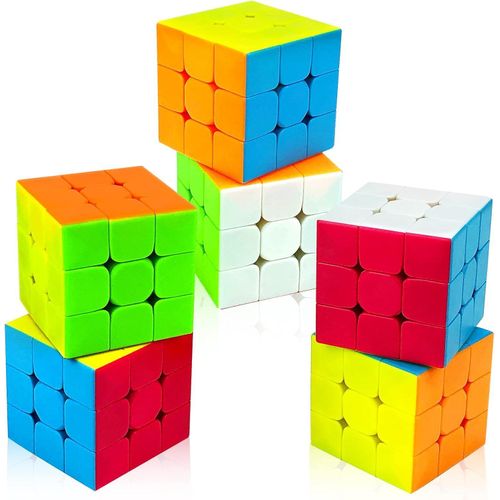 6 Pack Speed Cubes Set Stickerless 3D Magic Cube Bulk 3x3x3 Puzzle Cubes for Kids Adults Smooth Turning 3x3 Magic Cubes Puzzles Toys for Kids Brain Teasers Game Easter Gift Party Favors QY 55mm