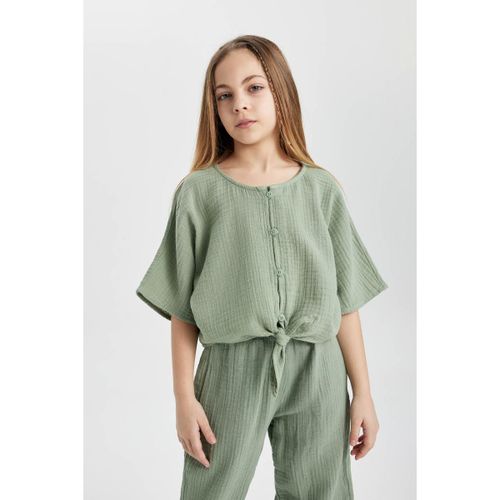 Girl Blouse Short Sleeve Blouse - Lt.Green