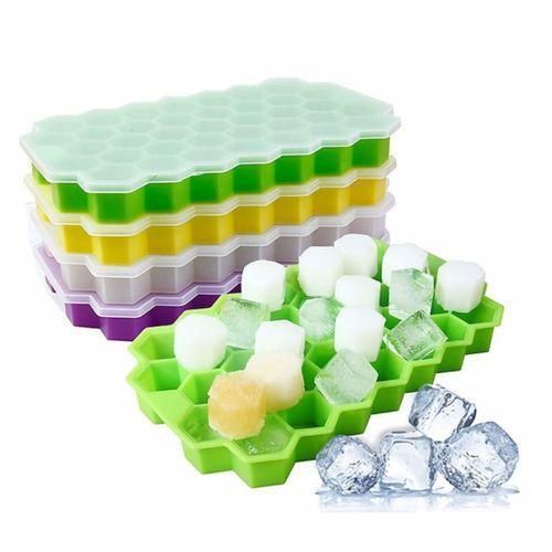 Silicone Ice Cube Mold with Cover – Honeycomb Ice Tray for Freezer, Reusable Flexible Ice Maker – 1 Piece