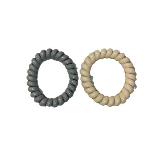 Set of 2 Plastic Hair Tie - beige & grey
