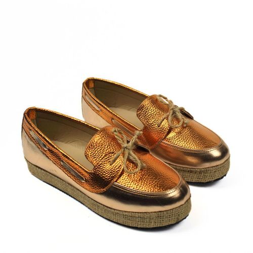 حذاء كاجوال بتطريز بدوي -Gold, Orange