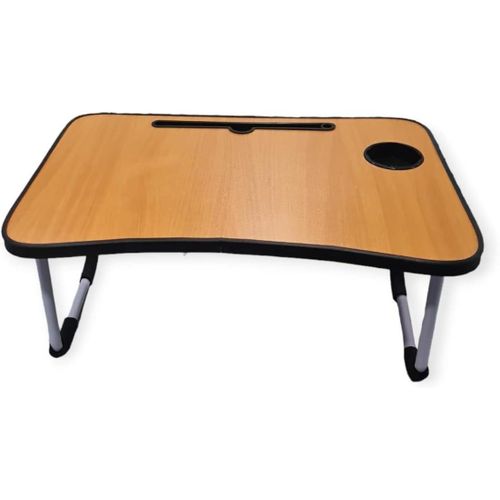 Laptop Bed Table with Foldable Design – Wooden Surface, Metal Legs & Cup Slot – Perfect for Studying, Working, or Breakfast in Bed – Portable, Durable, and Easy to Clean