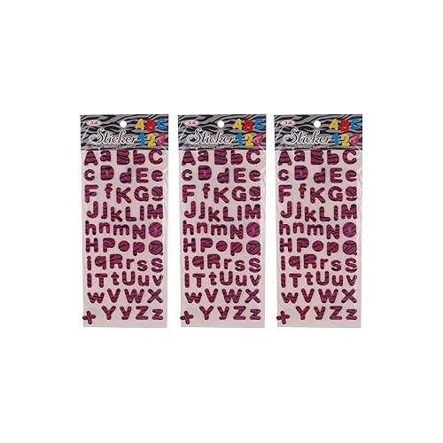 3A 3A-5087-Purple5 English Letters Foam Sticker Set Of 3 Pieces For Kids - Mauve 2440-10