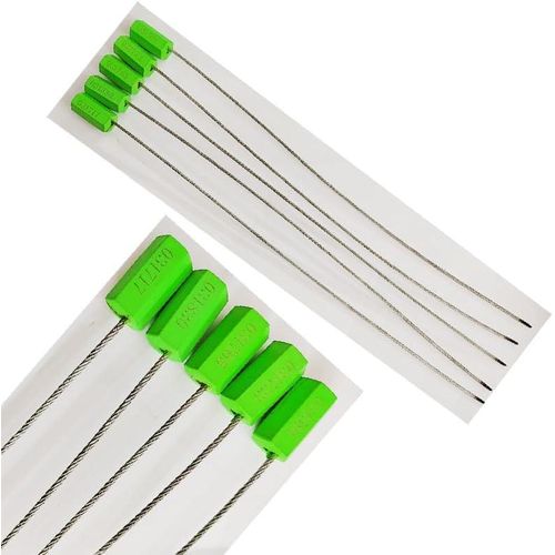 Heavy duty metal wire safety bands numbered, serial seal, for trucks, trailers, bags, boxes, etc. (green hexagonal metal wire, length 30 cm, number 5 pieces, code : 8854) --from Rana store